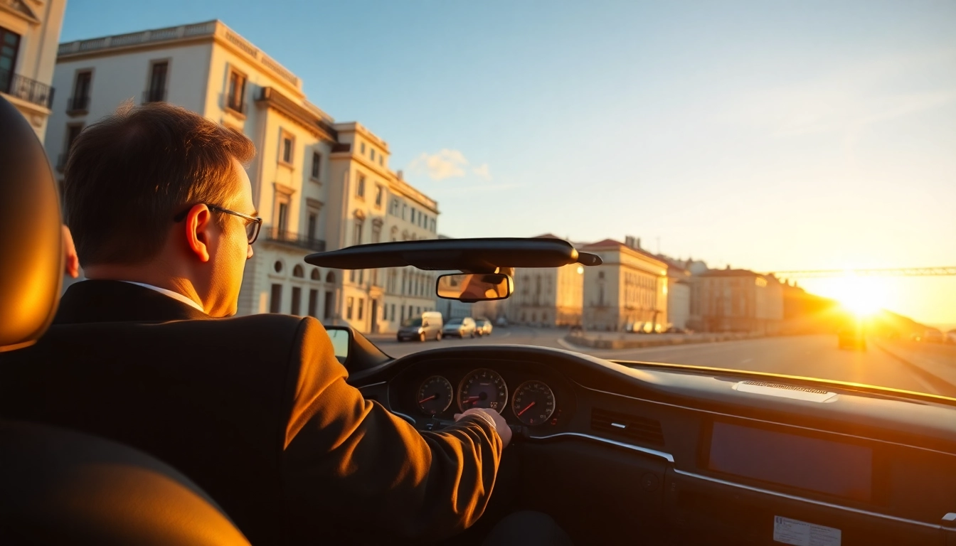 Luxury hire chauffeur Lisbon providing a premium driving experience with an elegant vehicle.