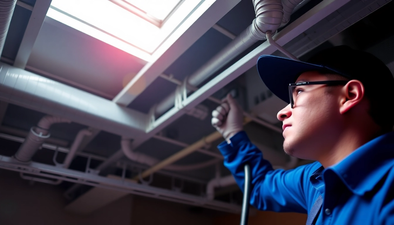 Efficient air duct cleaning in Salt Lake City, Utah, showcasing a technician at work.