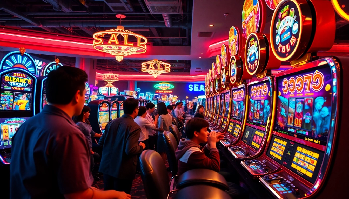 Exciting slot bet kecil game with players winning small bets in a vibrant casino.