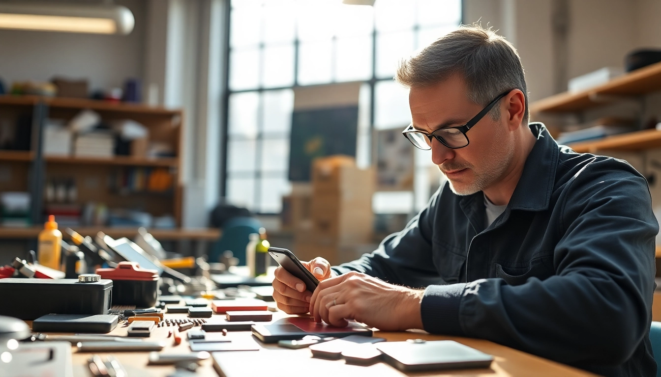 Servizio di Torino riparazione cellulari in un'officina professionale con un tecnico esperto al lavoro.