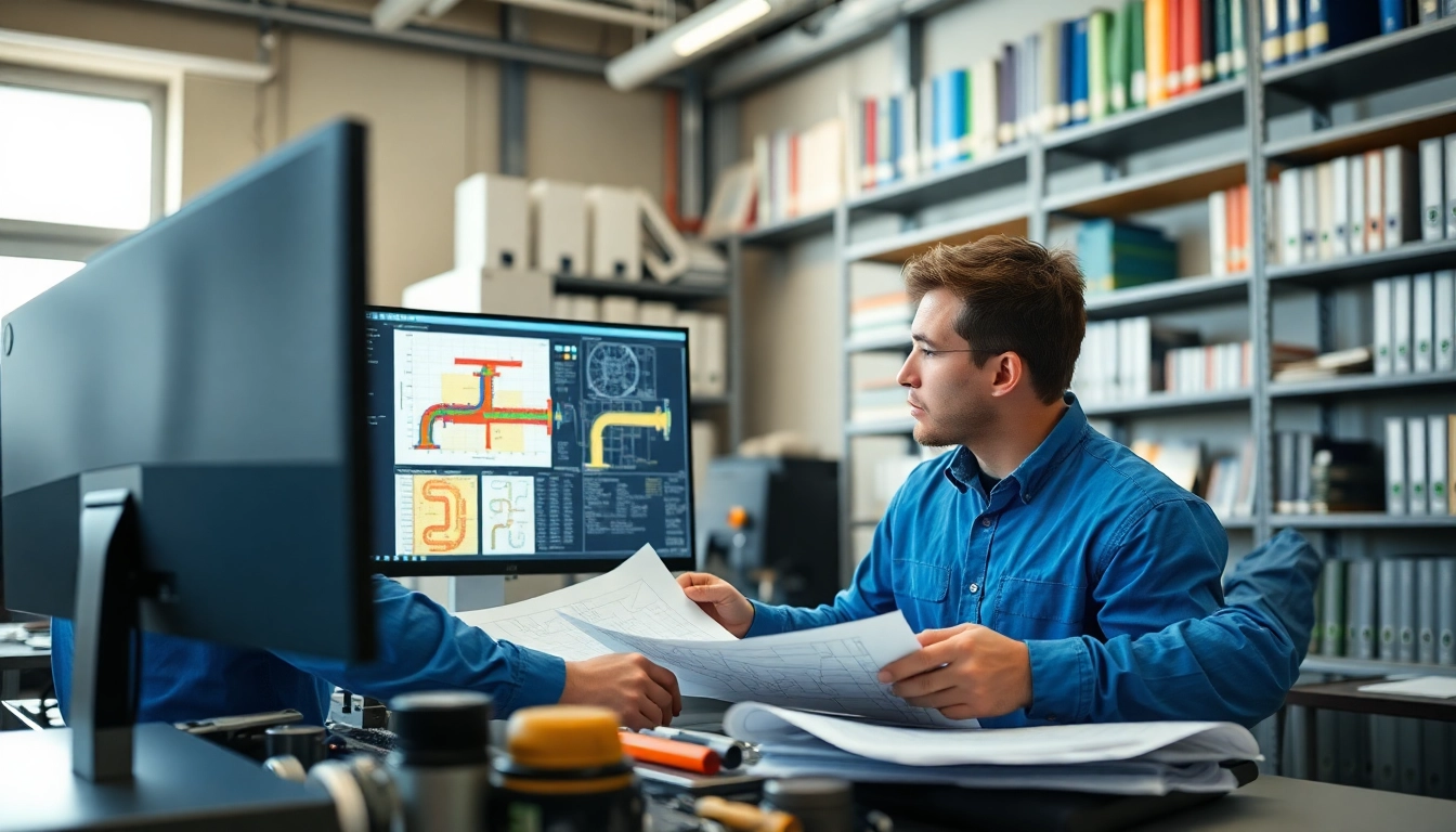 Engineers performing pipe stress analysis at a leading pipe stress analysis company, showcasing advanced technology.