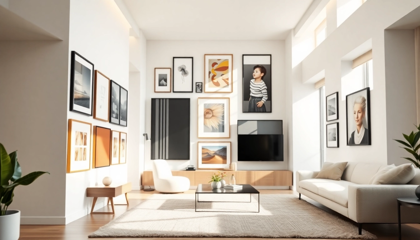 Elegant modern design picture frames enhancing a stylish living room decor.