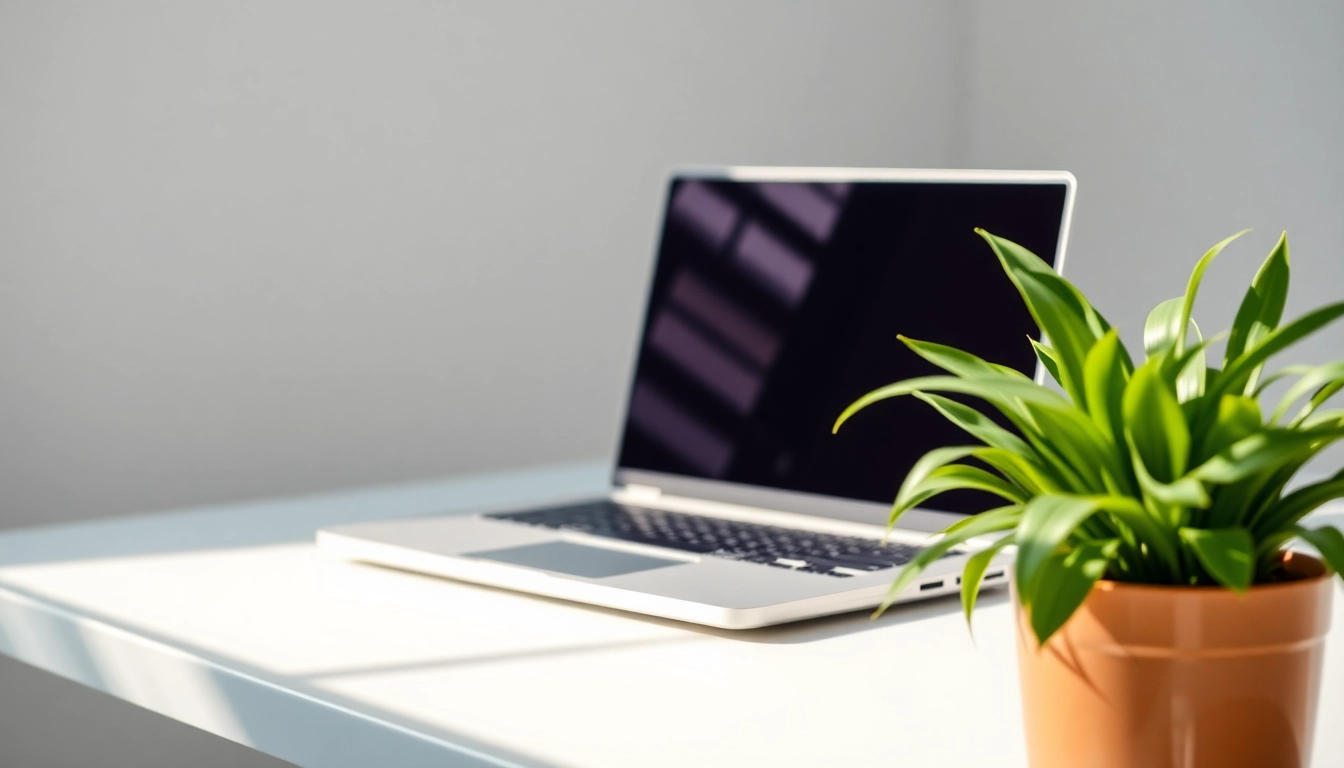 Η refurbished laptop σε μοντέρνα γραφειακή διάταξη με φυσικό φωτισμό.