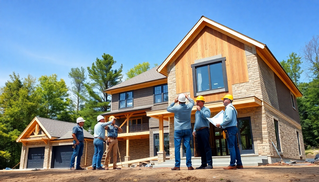 Connecticut home builders collaborating on a custom home project, showcasing skilled craftsmanship and design.