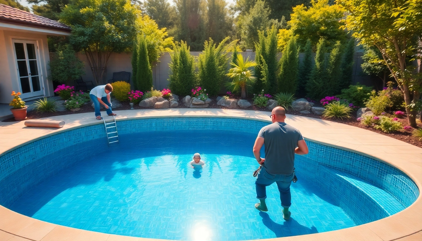Expert swimming pool installation showcasing a stunning inground pool in a vibrant backyard.