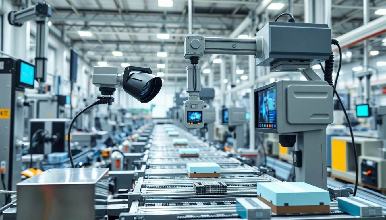 Machine vision system displaying automated inspection capabilities in an industrial setting.