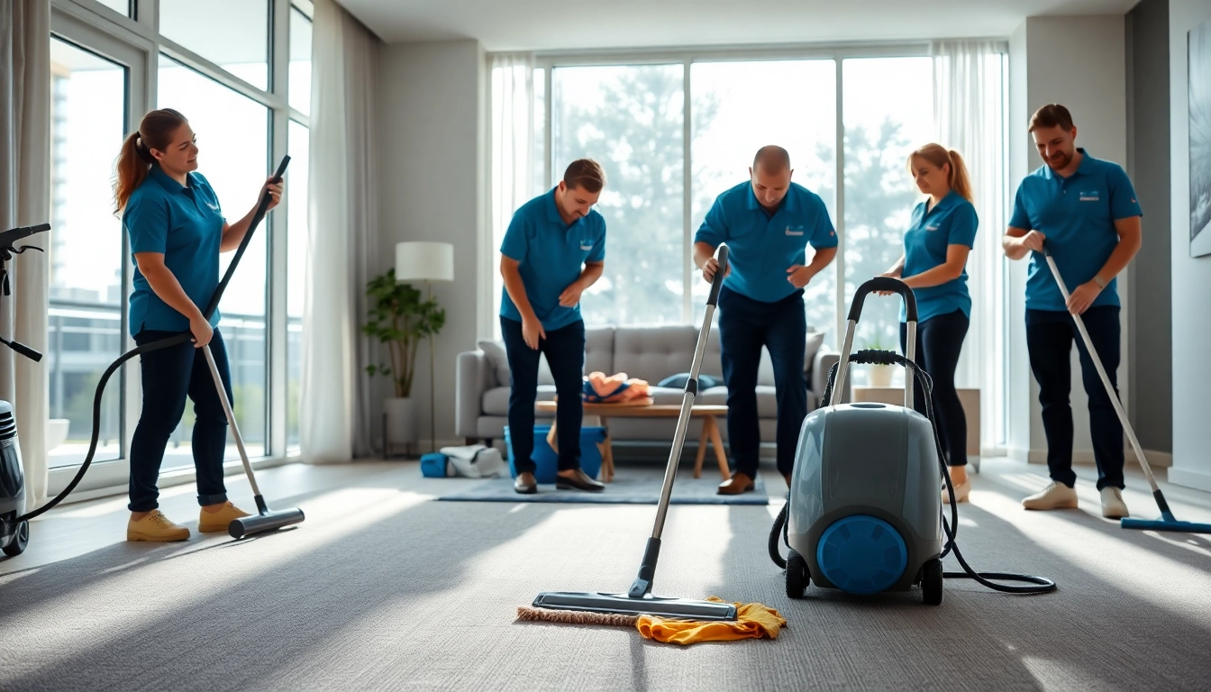 Engaging bond cleaning Logan service in action, showcasing a professional team cleaning an apartment.