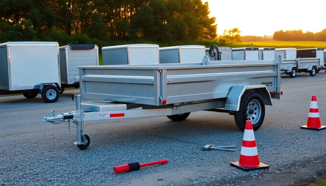 Explore a dump trailer for sale near me set against a scenic outdoor backdrop, highlighting its features.