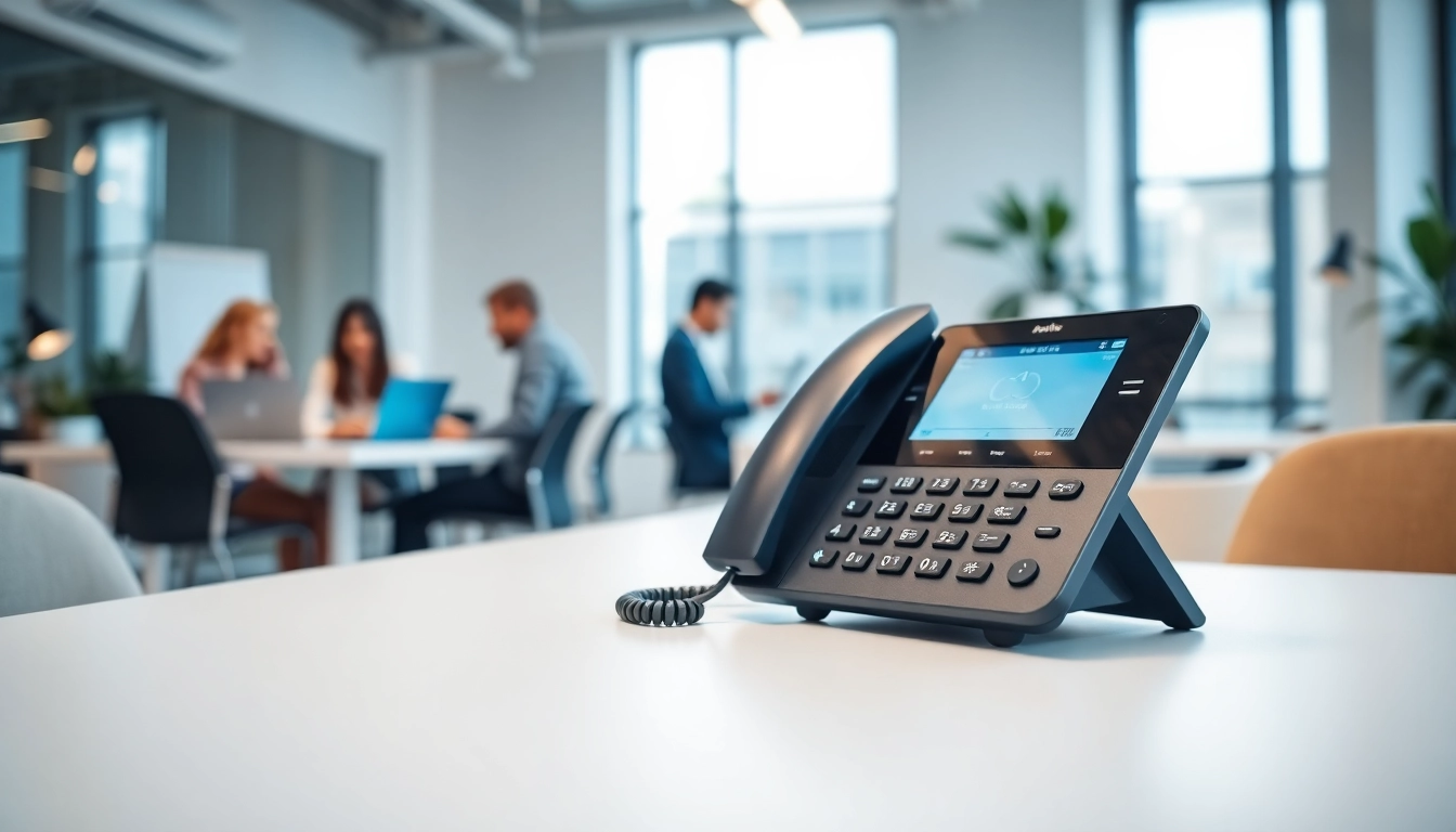 Optimaliseer uw VoIP telefonie setup in een moderne kantooromgeving met een stijlvolle telefoon.