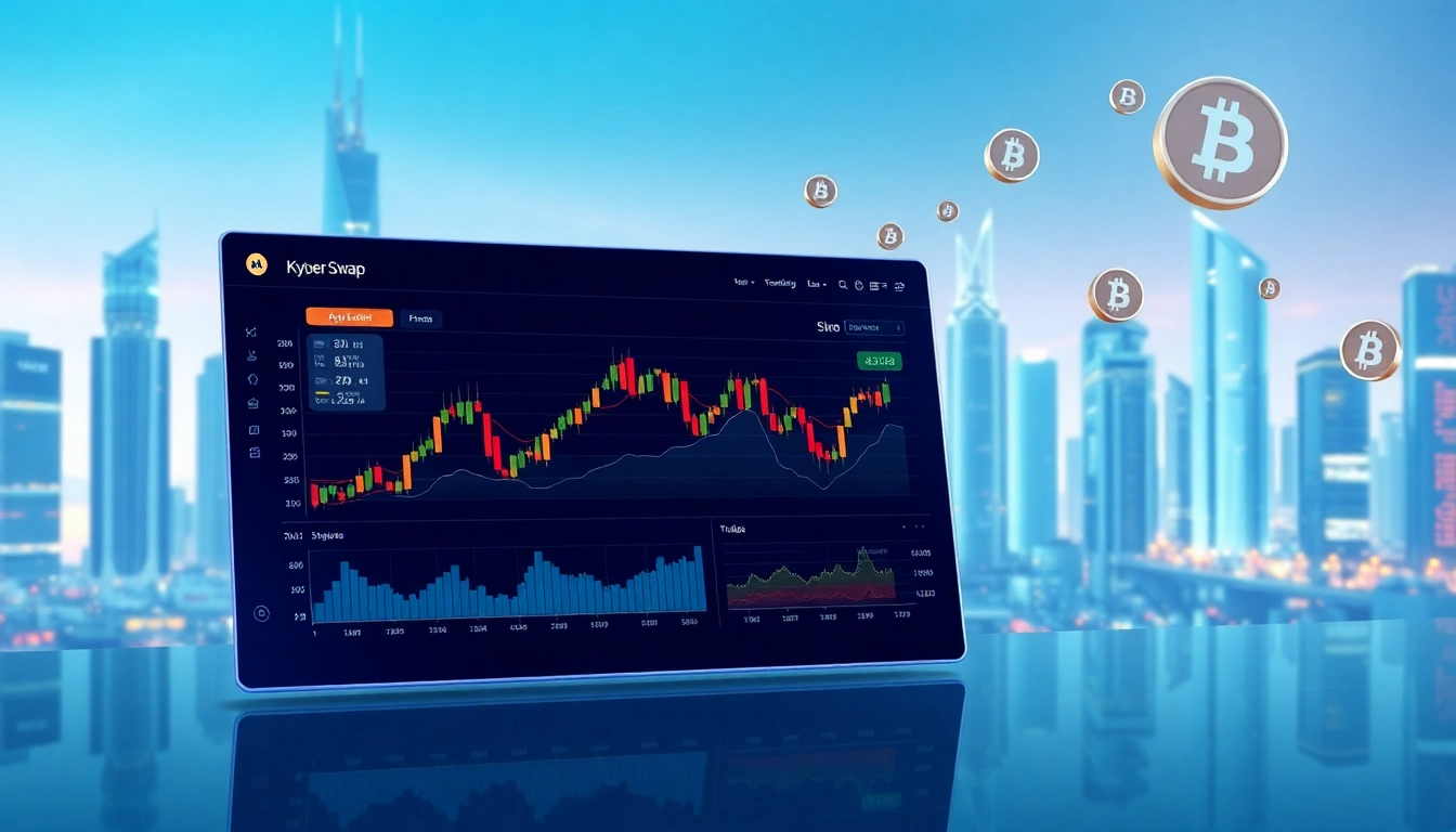 Engaging visual of kyber swap interface with dynamic cryptocurrency trading dashboard.