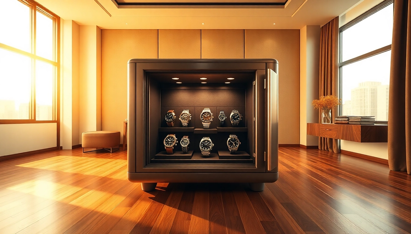 Luxury timepieces displayed in a high-quality watch safe highlighting elegance and security.