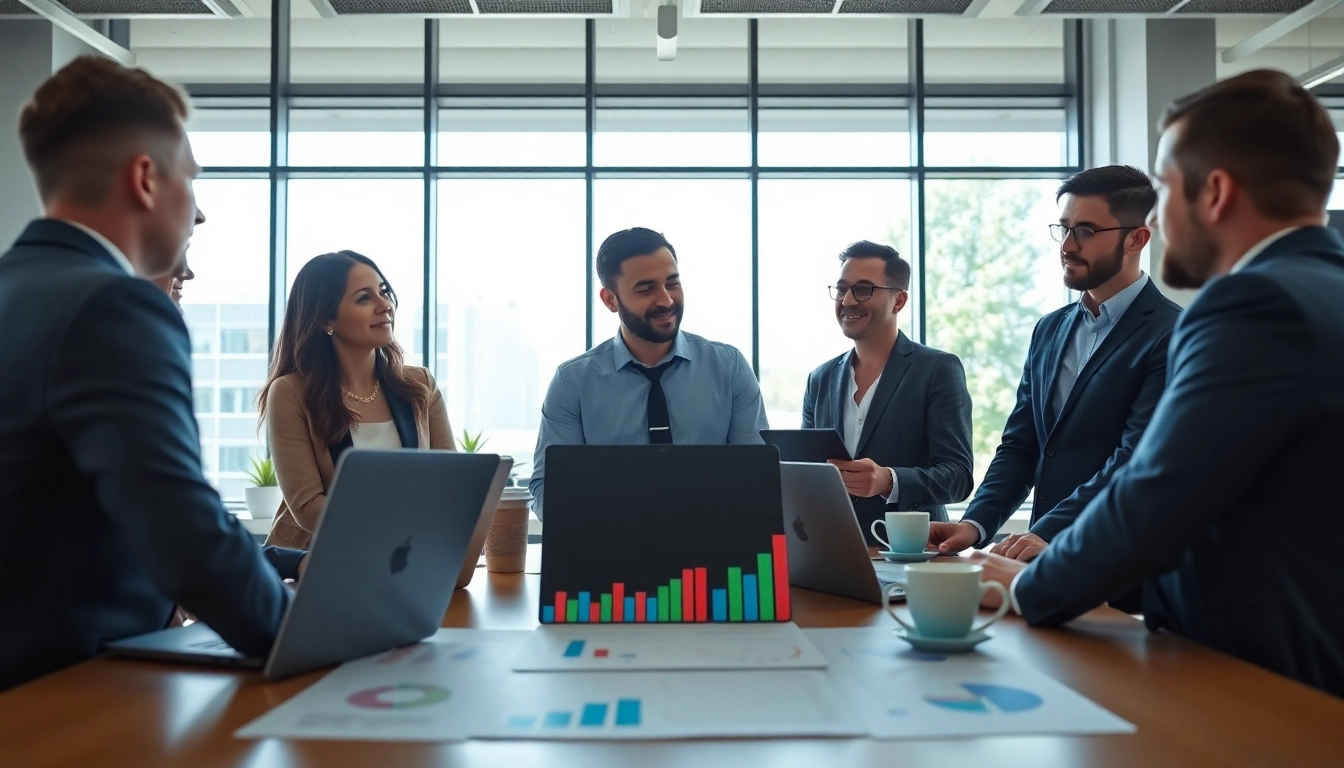 Boost your Edmonton SEO knowledge with a professional team collaborating in a bright office.