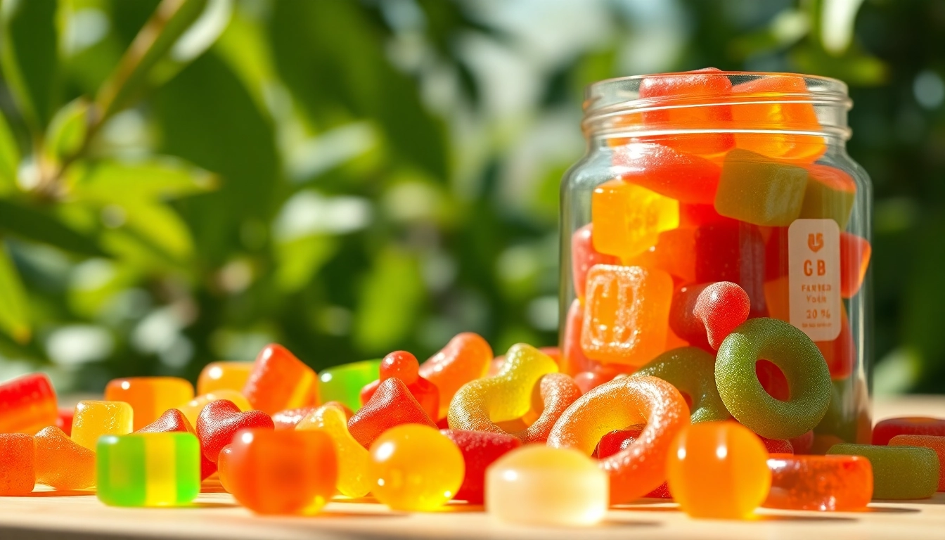 Delicious CBD Gummies in a vibrant glass jar, showcasing their colorful, chewy textures.