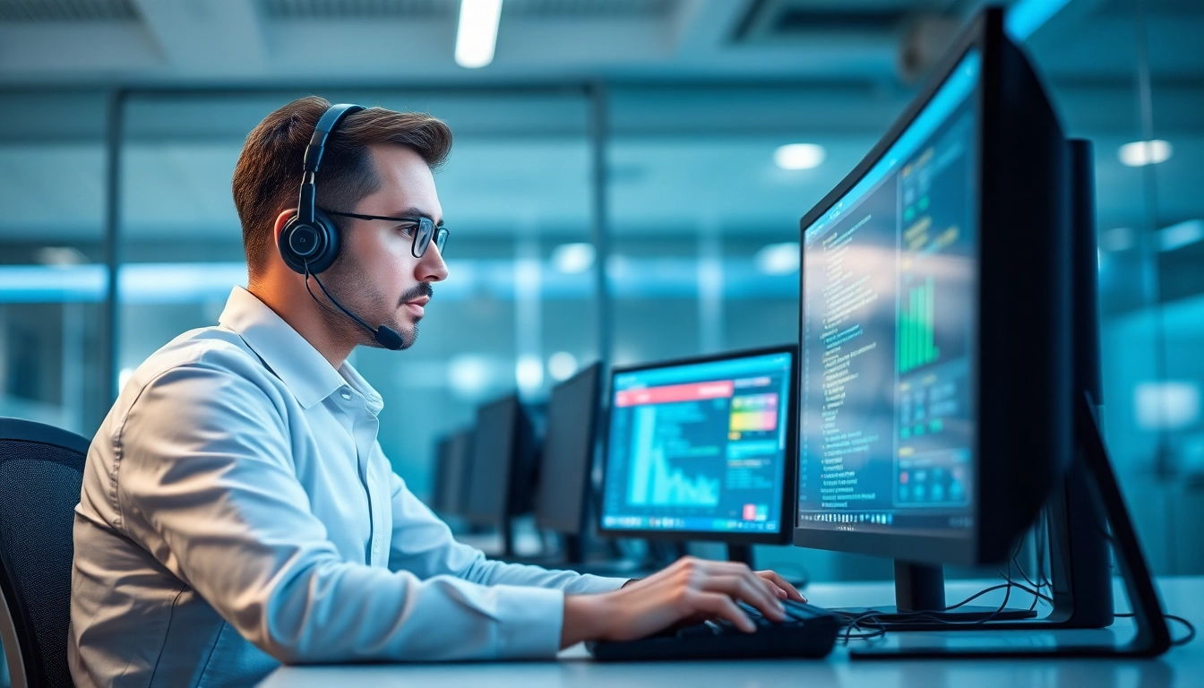 Providing Remote IT Support Markham with a professional technician solving issues in a modern workspace.