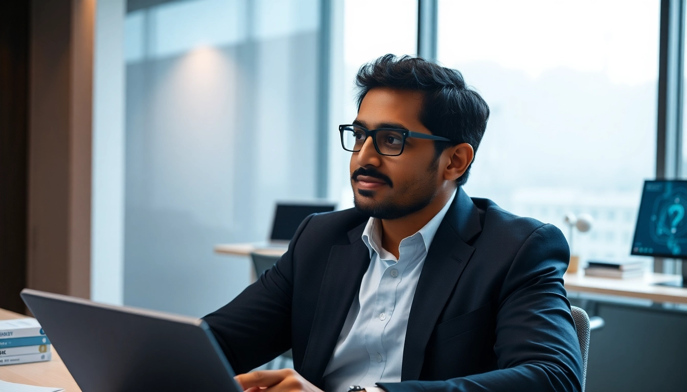 Aravind Srinivas engaging in a professional discussion in a modern setting.