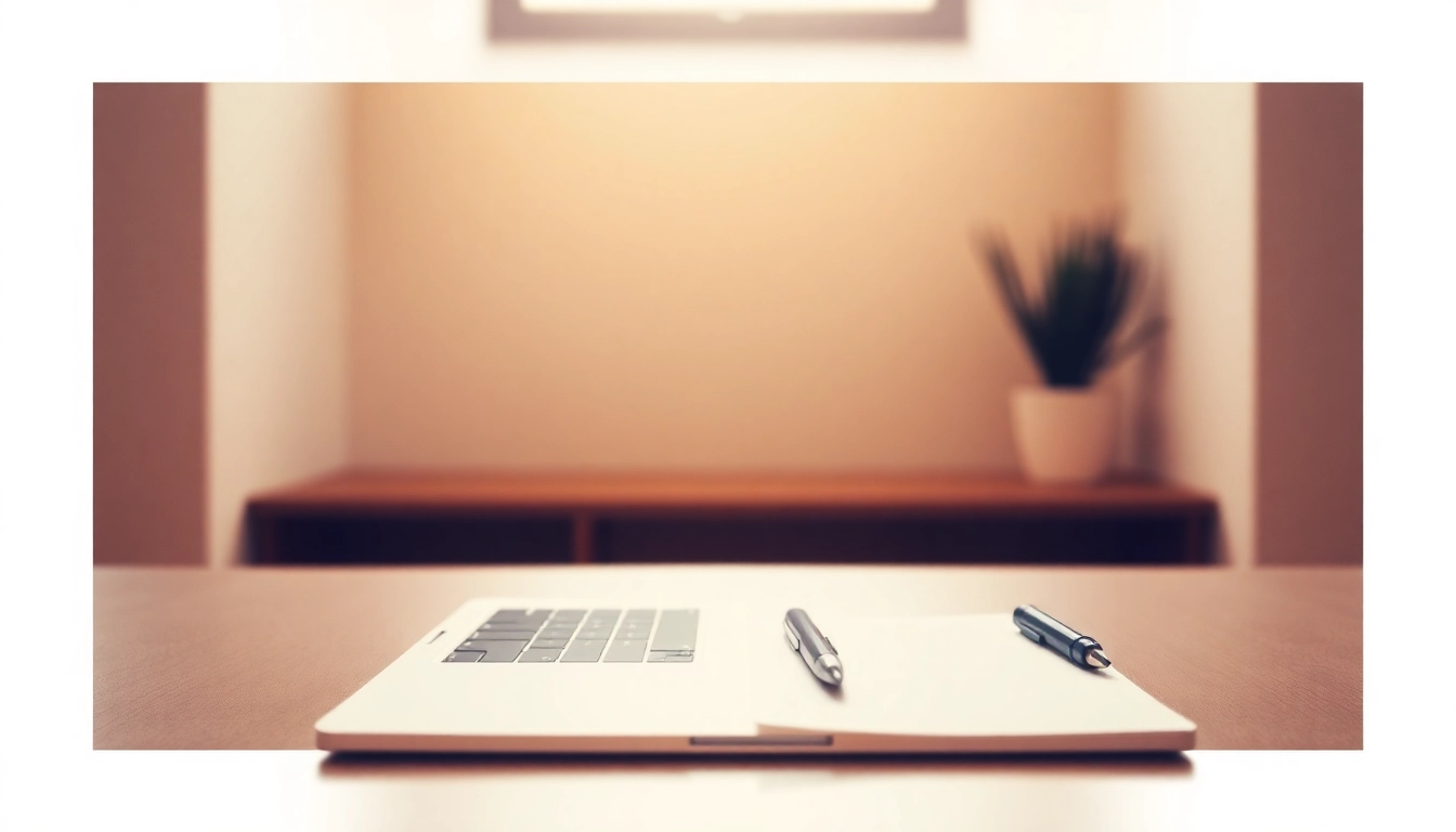 Write emails faster using a laptop in a modern workspace with natural light.