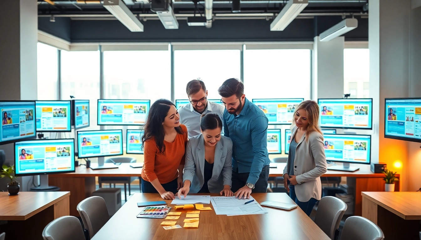 Enhance your website design kansas city capabilities with a professional team collaborating in a modern office.