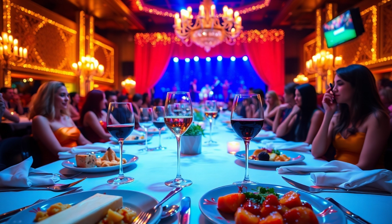 Experience the best dinner show in las vegas with an elegant dining setup featuring exquisite cuisine.