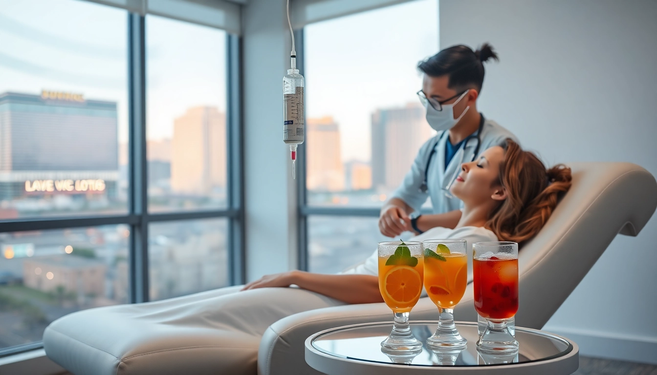 Experience a calming vegas iv treatment in a modern setting with professional care.